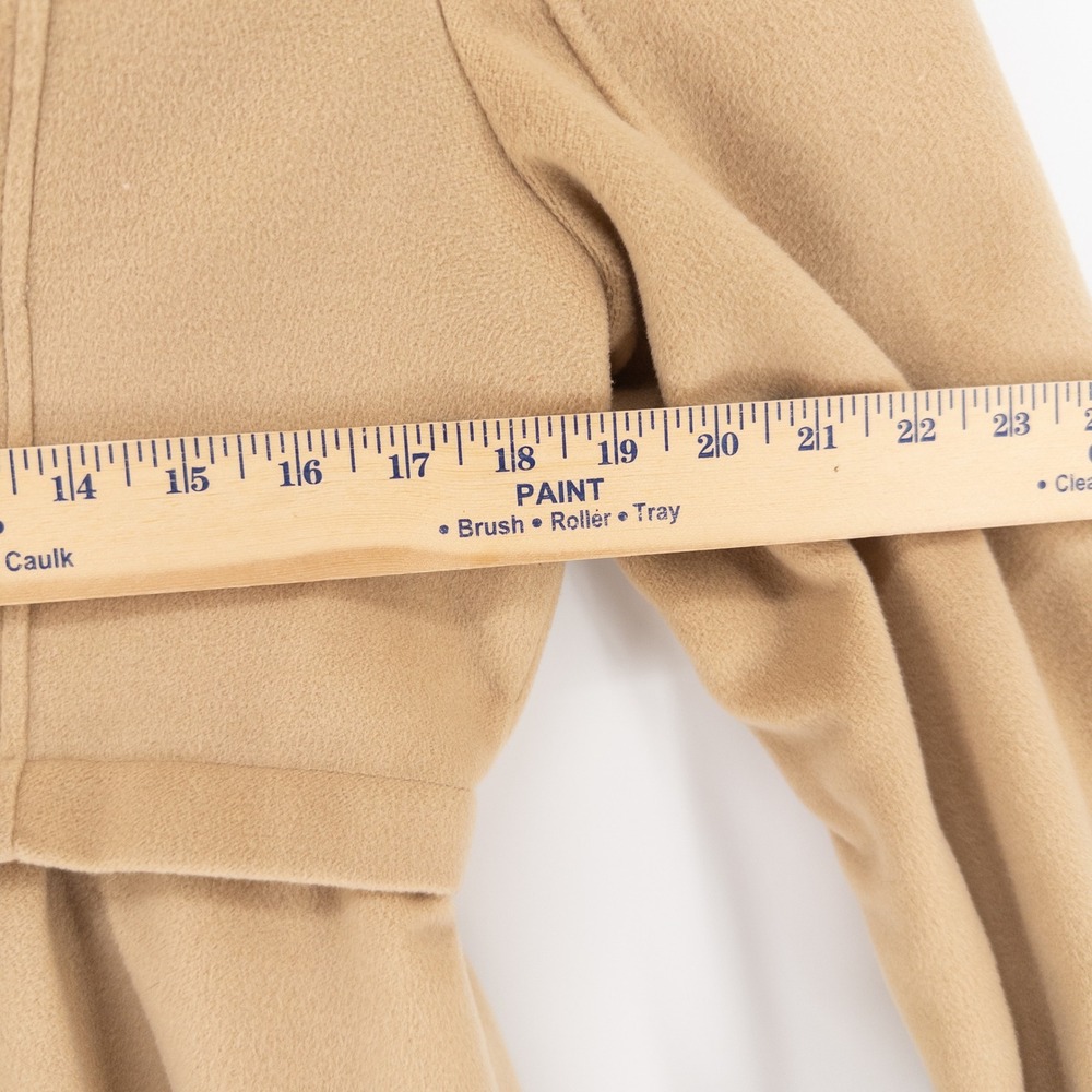 Burberry Women's XL Double Breasted Coat Camel Tan Pleated Designer Trench Wool - Picture 11 of 13